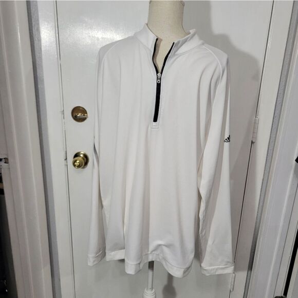 Adidas white golf zip up sweatshirt lightweight - Picture 7 of 9